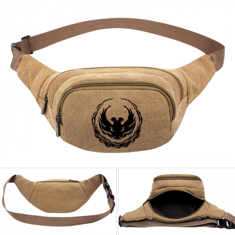 The wizard of the de Anime khaki canvas waist bag 27X14X5CM