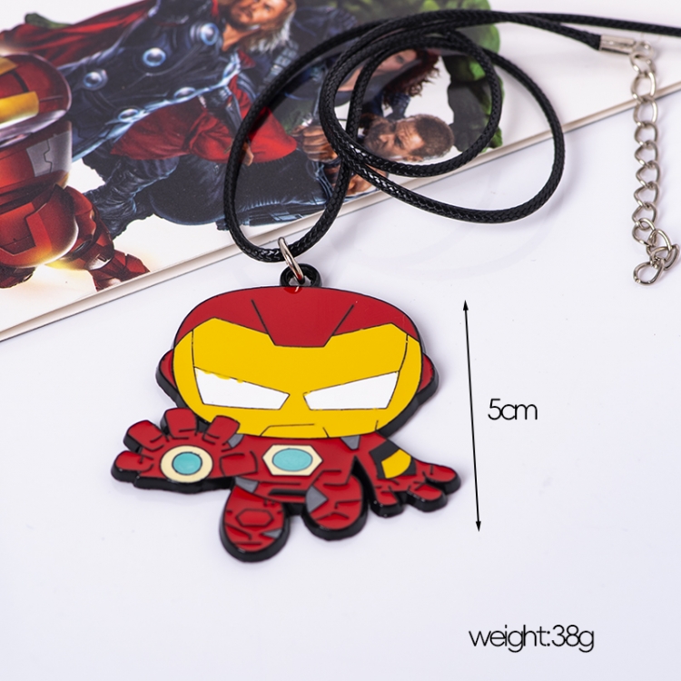 Iron Man q-version Animation peripheral leather rope necklace pendant price for 5 pcs