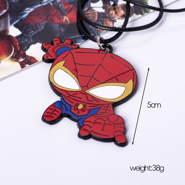 Spiderman q-version Animation peripheral leather rope necklace pendant price for 5 pcs