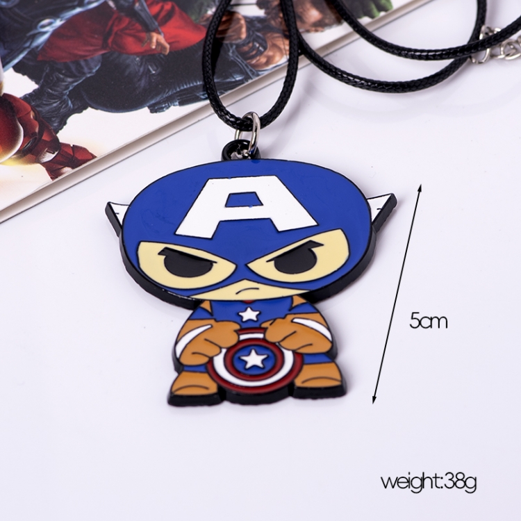 Captain America q-version Animation peripheral leather rope necklace pendant price for 5 pcs